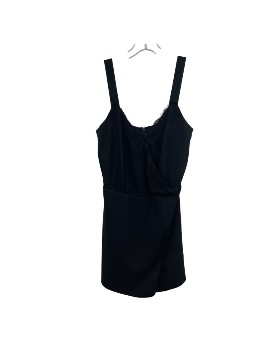 Miss Selfridge Romper Lace Trim Sleeveless Black Size 4 Zip